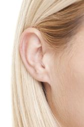 A woman with protruding ears